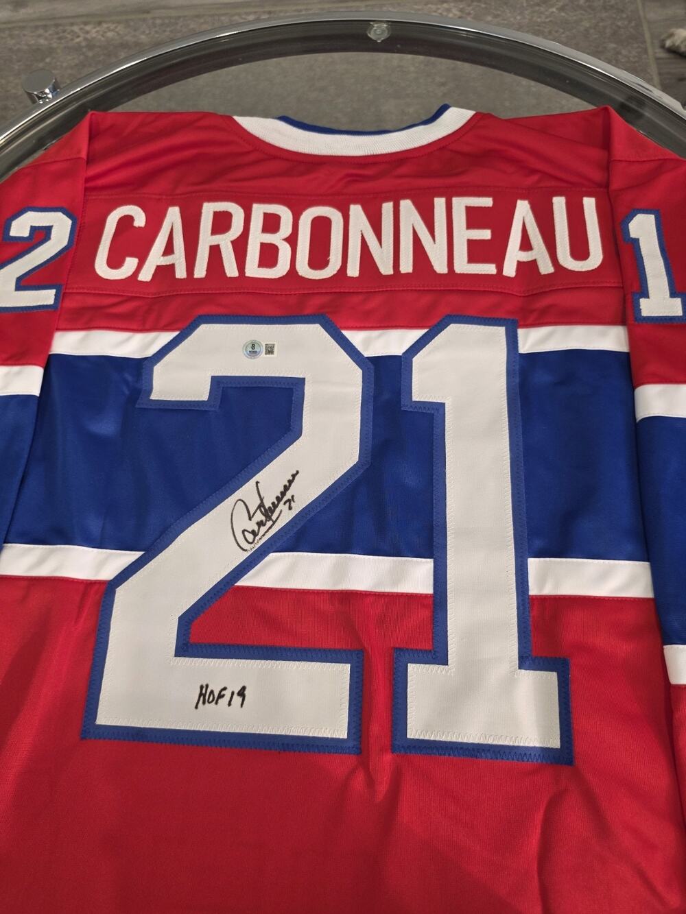 Guy Carbonneau Autographed/Signed Jersey Beckett Custom Jersey